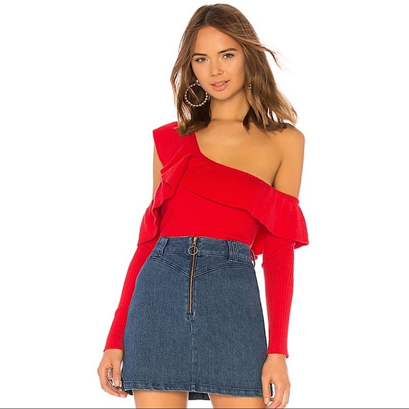 Tularosa Tops - Tularosa Ruffle Cut Out Sweater